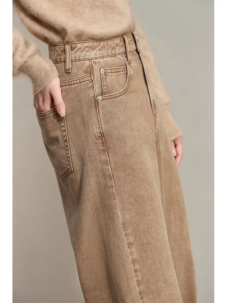 Amii Minimalism Womens Jeans Autumn Casual Cotton Denim Pants Retro Trendy Loose Straight Wide-leg Trousers 12443249 241220