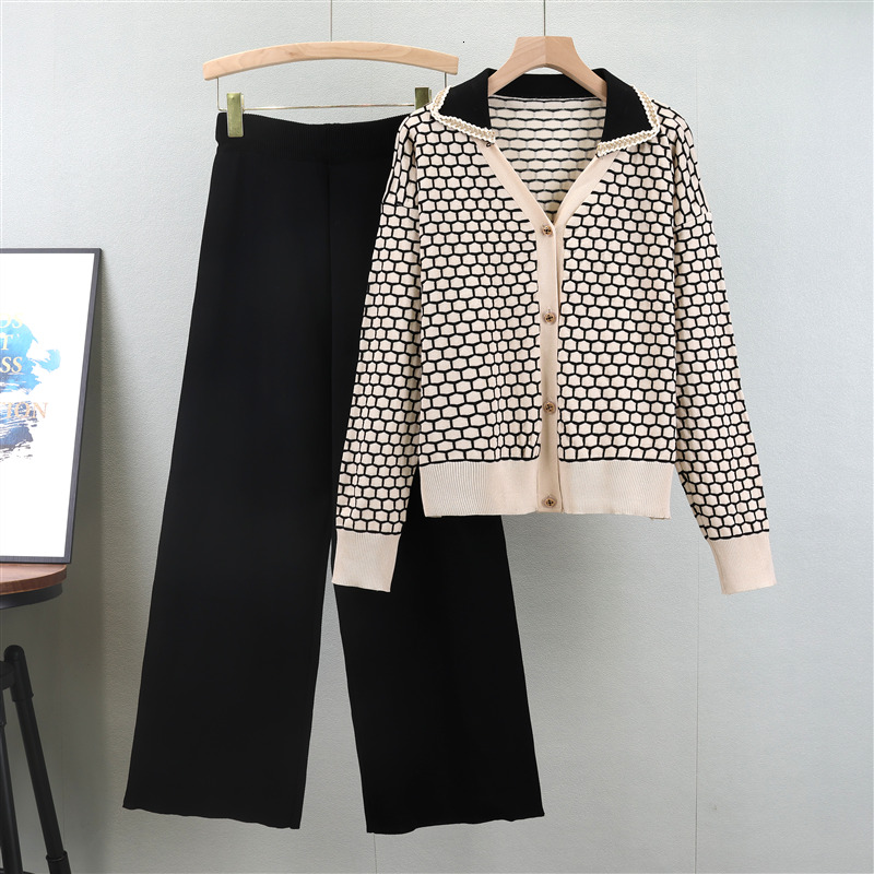 Tracksuit Women Knitted V Neck Cardigans Sweaters + Pants Sets Ladies Fashion Casual 2 Piece Costumes Outfit new Autumn