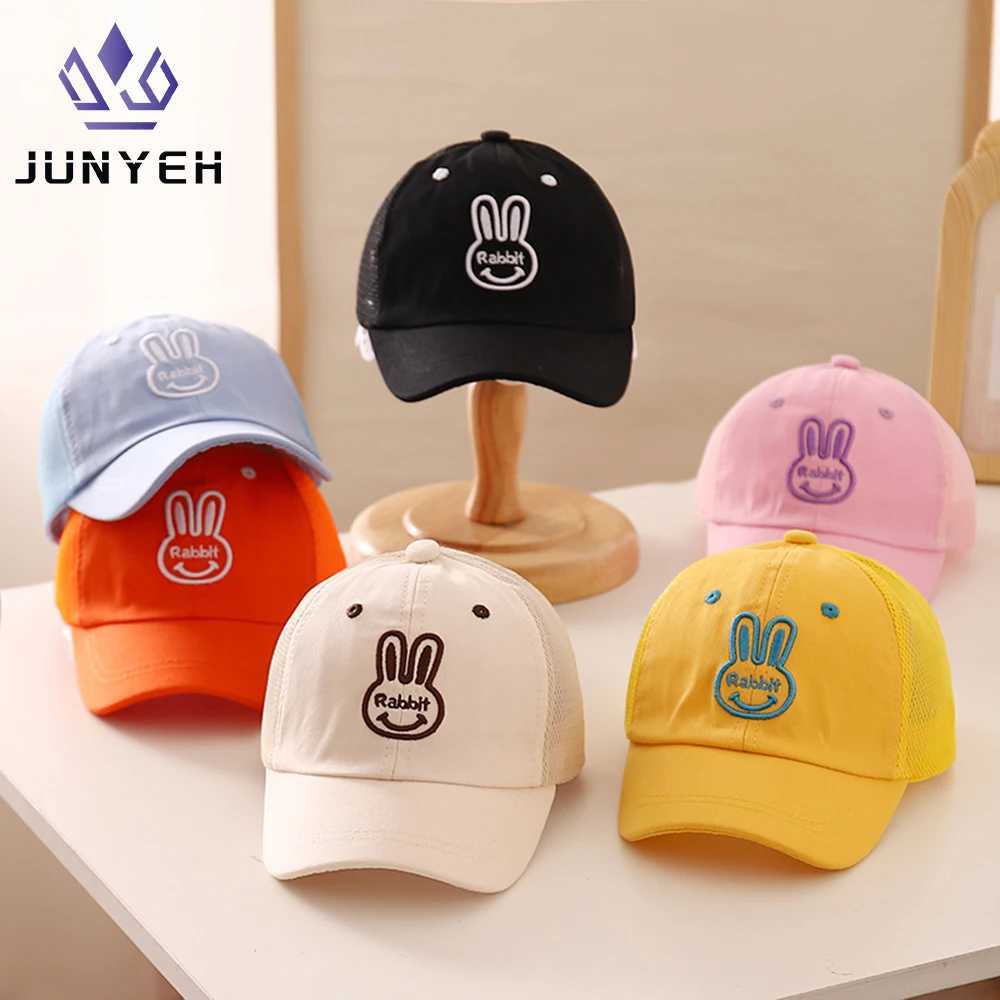 Caps Hats Childrens Hat Summer Embroidered Rabbit Cartoon Baseball Hat Mesh Boy and Girl Baby Leisure Beach Hat Children 2-6 Years Old H241223