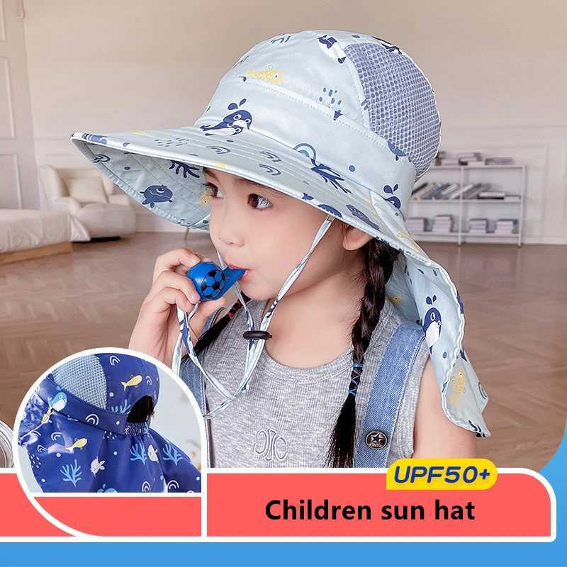 Caps Hats Childrens sun hat summer childrens outdoor collar earmuffs UV protection beach boys and girls travel flip cover H241223INDJ