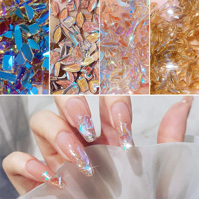 100Pcs Mix Rhinestone Crystal AB Charm Nail Art Flatback Gems for 3D Decorations Glitter Manicure Nail Gems DIY 241223