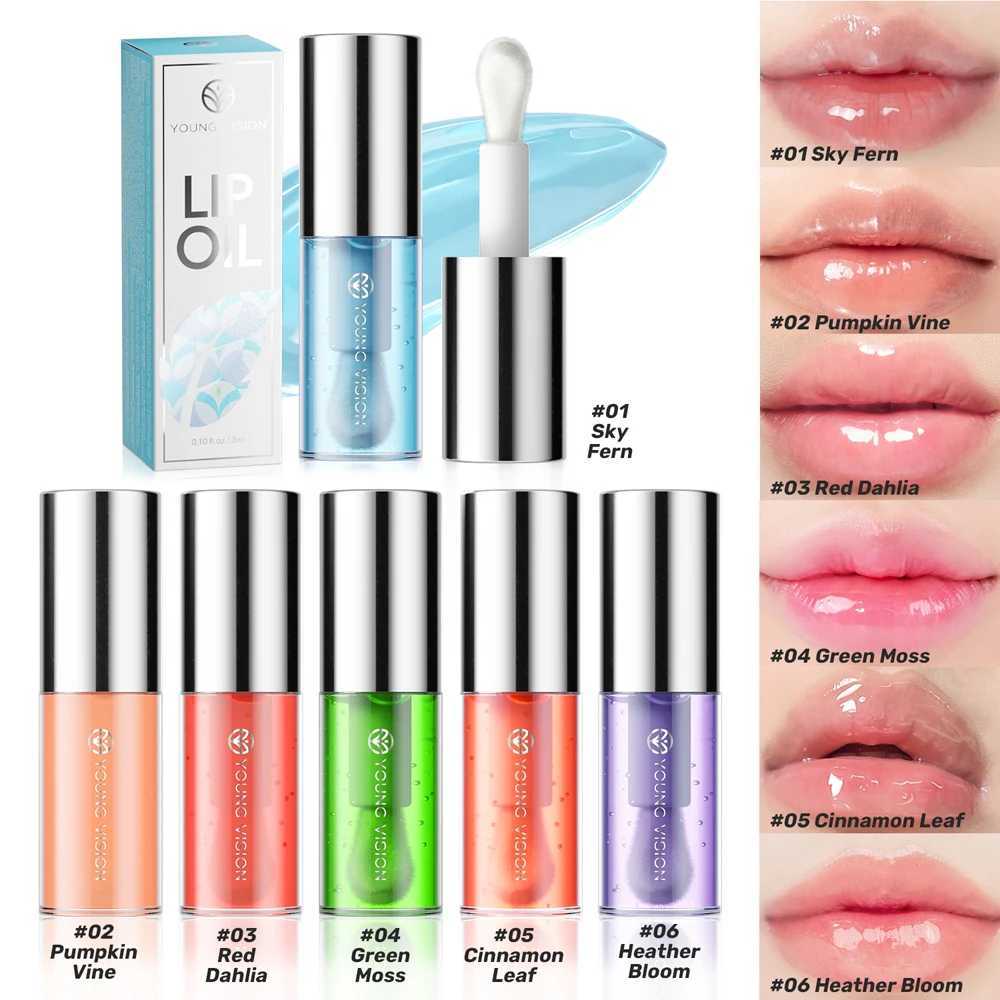 YOUNG VISION 6 color Peppermint Lip Oil Hydrating Glass Lip toot Lip Honey Moisturizing long-lasting non-stick cup large brushXJ241223