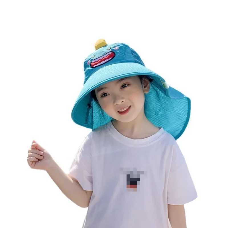 Caps Hats Childrens sun hat summer childrens outdoor collar earmuffs UV protection beach boys and girls travel flip cover H24122326IV