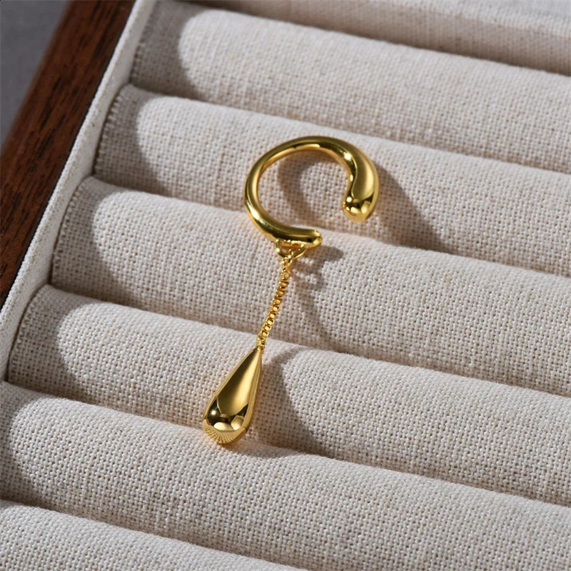 Retro Fashion Simple Tassel Water Droplet Pendant Ear Bone Clip Womens Autumn Winter Unique Light Trendy Accessory Gift 241220