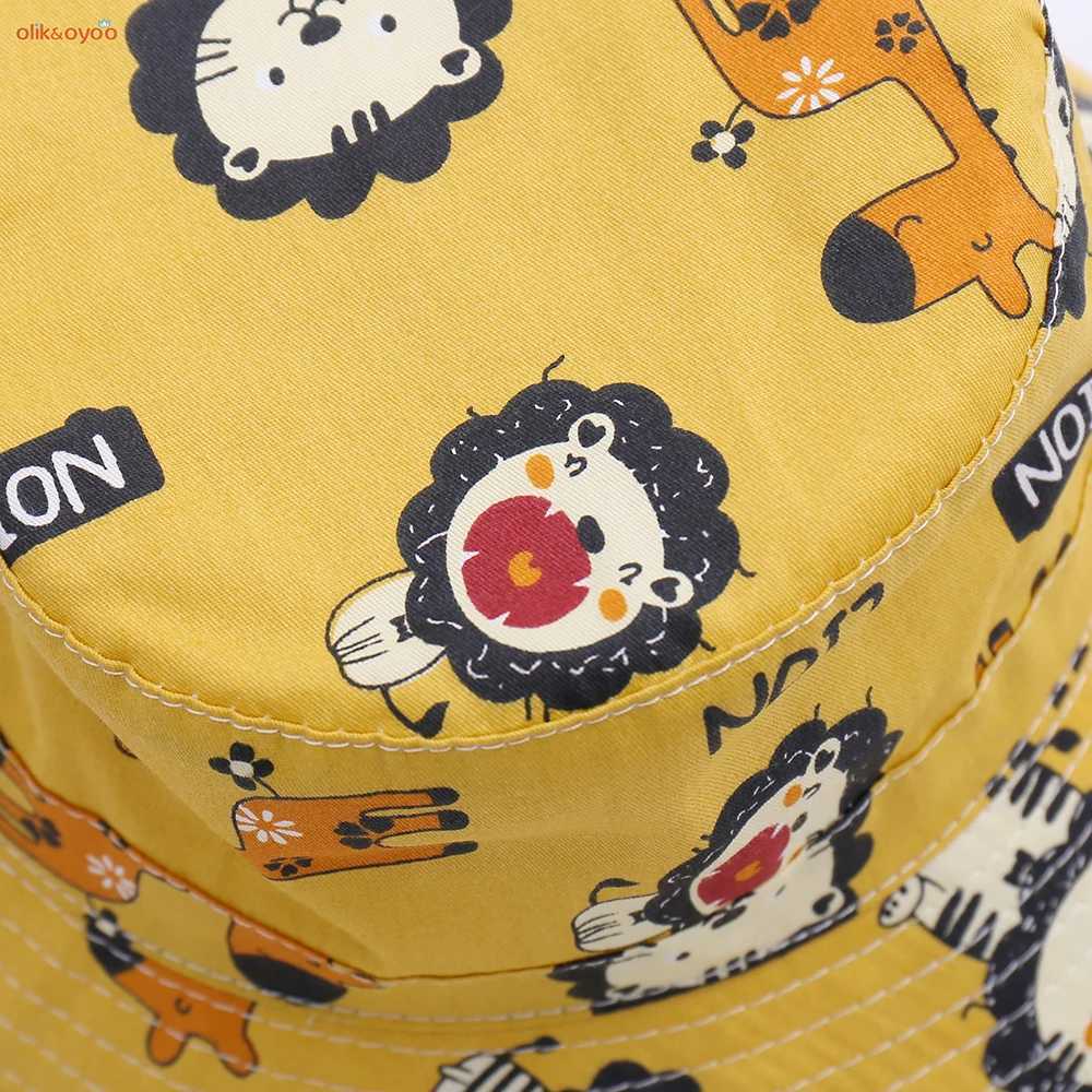 Caps Hats Childrens Panama hat cartoon lion baby bucket hat summer outdoor boys and girls fisherman sun hat UV resistant children fisherman beach hat 