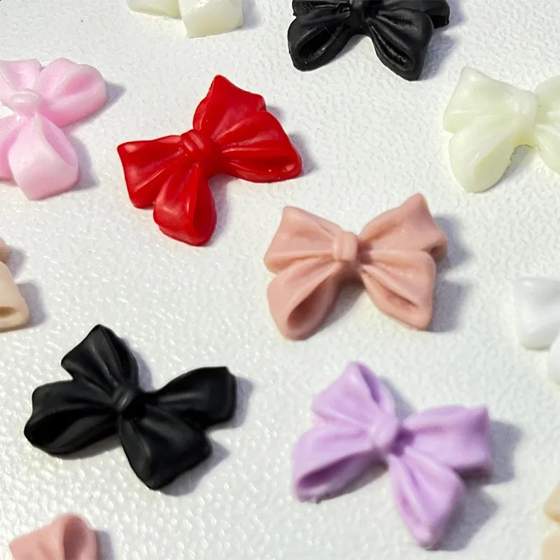 Selling 100pcs Random Mix Colors Resin Bow 3D Nail Charms Decorations Bowknot for Nails Art DIY Manicure Tips 241223