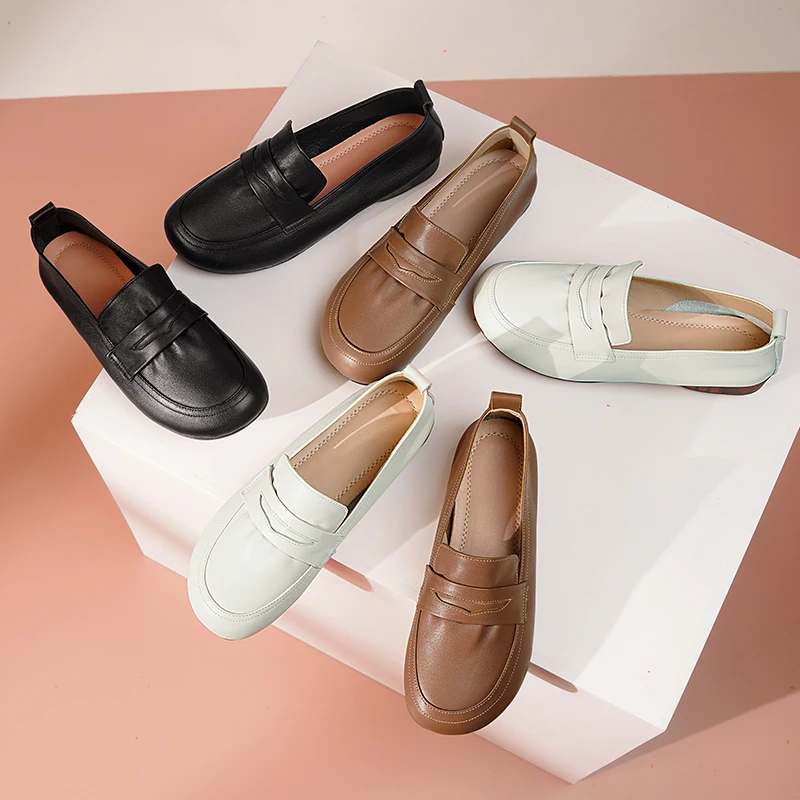 AIYUQI Ladies Shoes Wedge Spring Genuine Leather Women's Casual Shoes Slip-on Large Size Non-slip Mom Shoes
