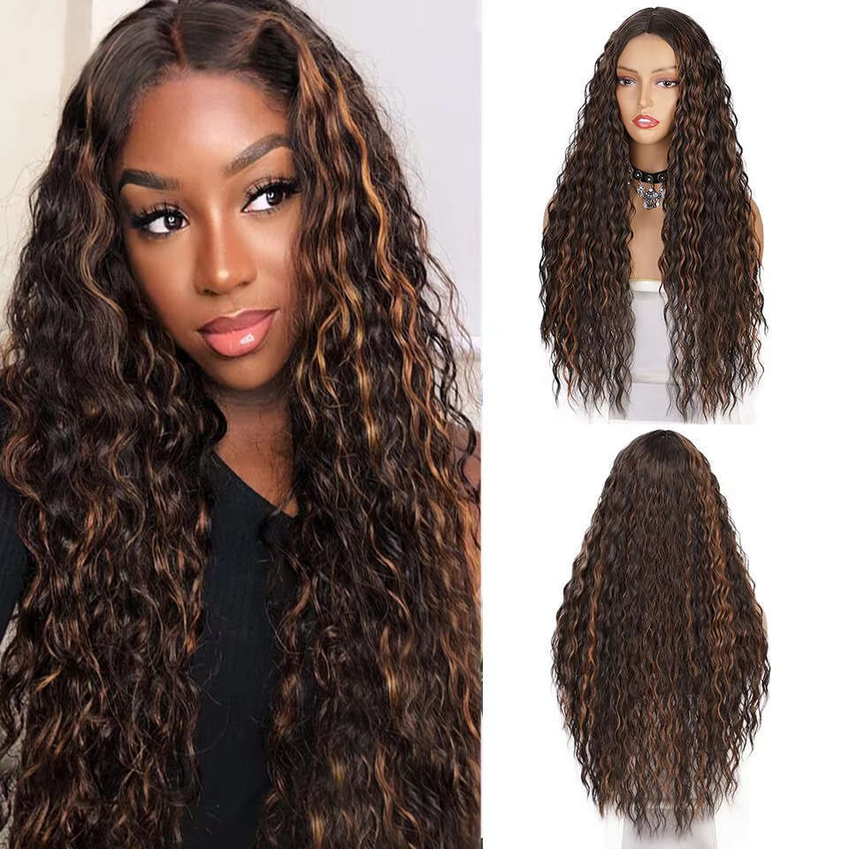 Wig Front Headband Women's Long Curly Hair Small Lace Synthetic Wig