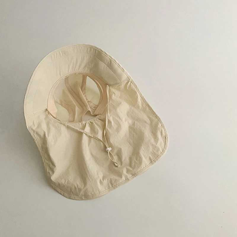 Caps Hats Summer Baby Sun Hat with Neck Flap UV Protection Quick Dry Large Brim Beach Hat Childrens Bucket Hat H241223