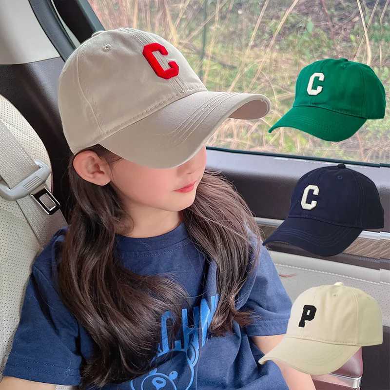 Caps Hats C Embroidered Baseball Hats Designed for Children Korean Boys Girls Sun Eyes and Summer Childrens Solid Color Snapshot Hats H241223