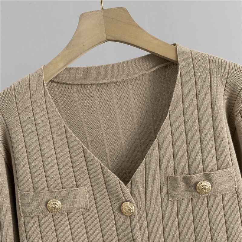 Women's Three Set Casual Sweater Sets Women 3 Piece Outfits Long Sleeve Striped Cardigan Top Wide Leg Pants