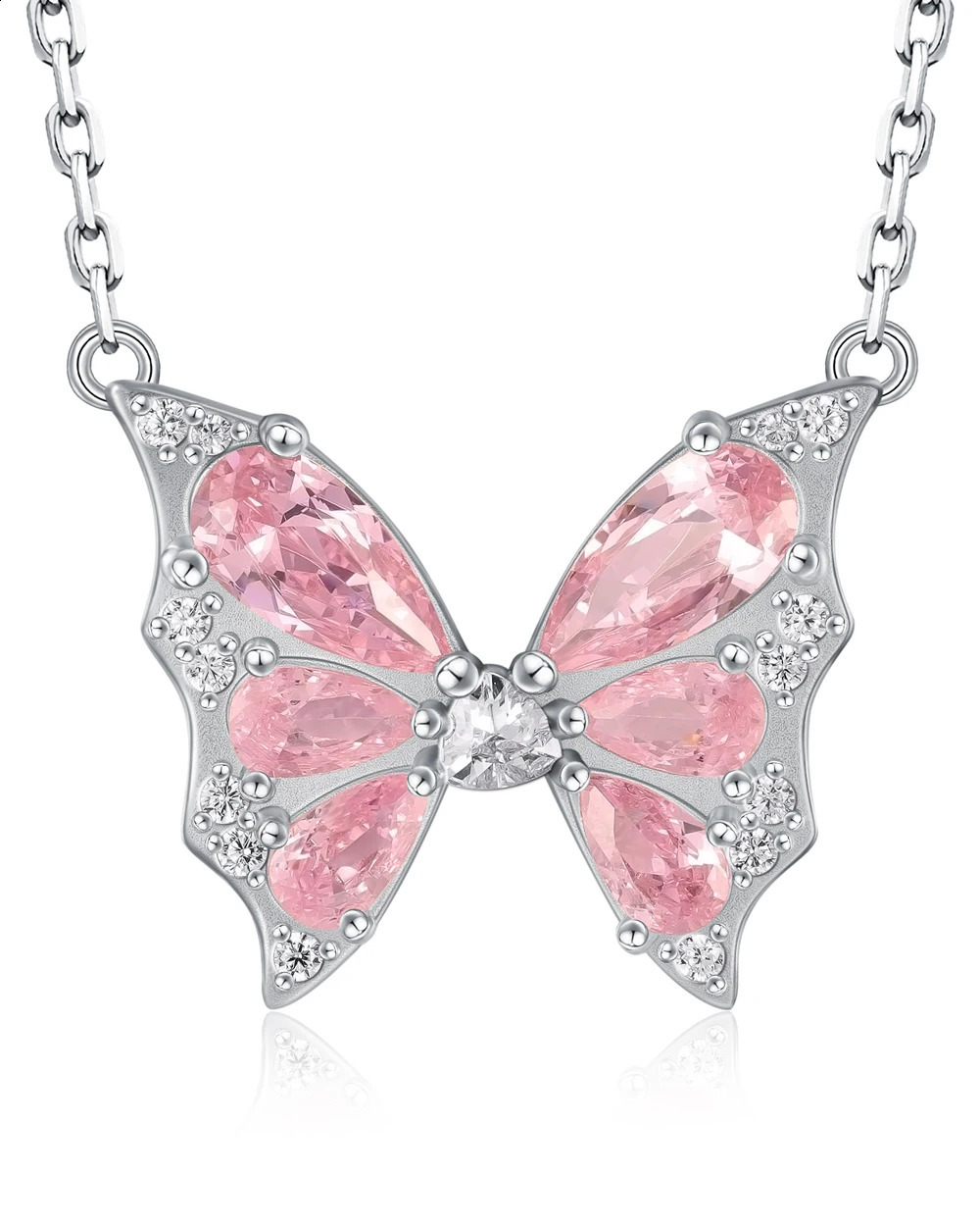 925 Sterling Silver Butterfly 12-Month Birthstone Pendant Graceful Hollow Necklace Jewelry Birthday Heartfelt Gift for Her Women 241220