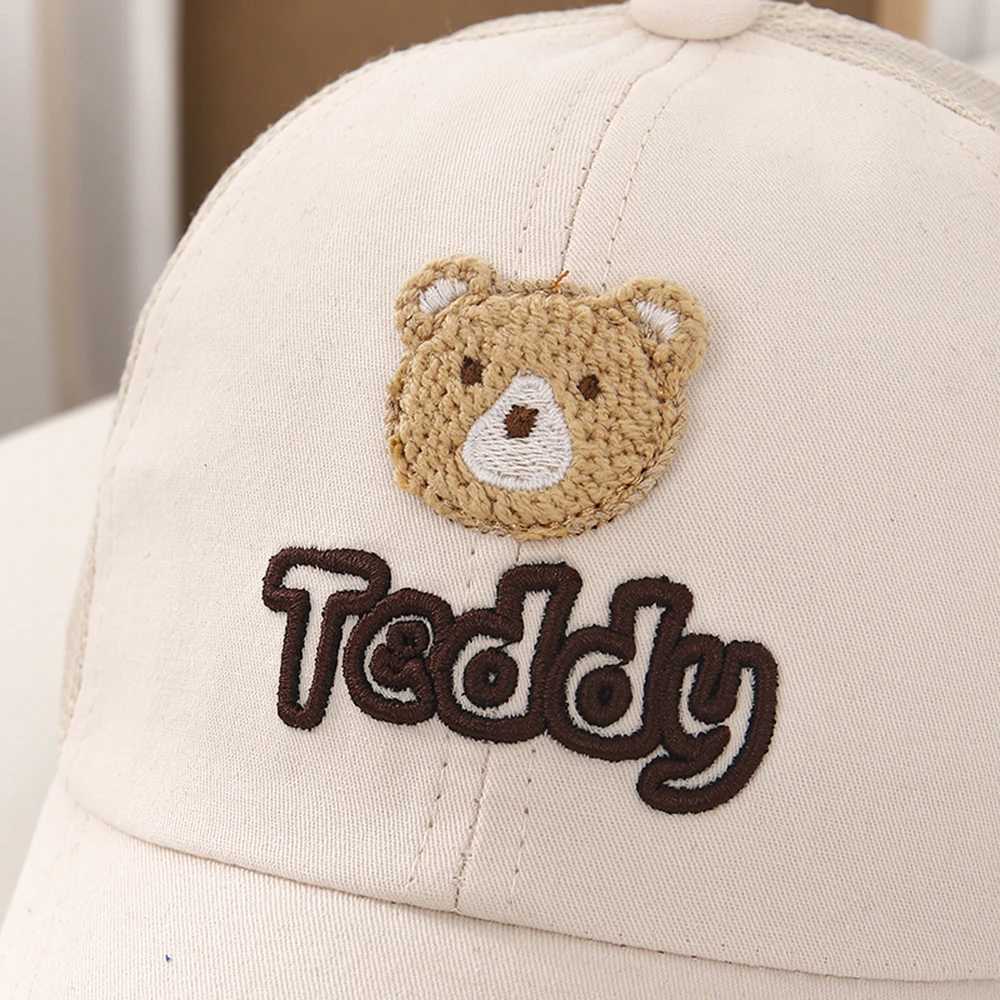 Caps Hats Summer baseball cap solid color boys and girls hat cute bear spring thin breathable mesh adjustable foot cap for children 2-8 years old H241