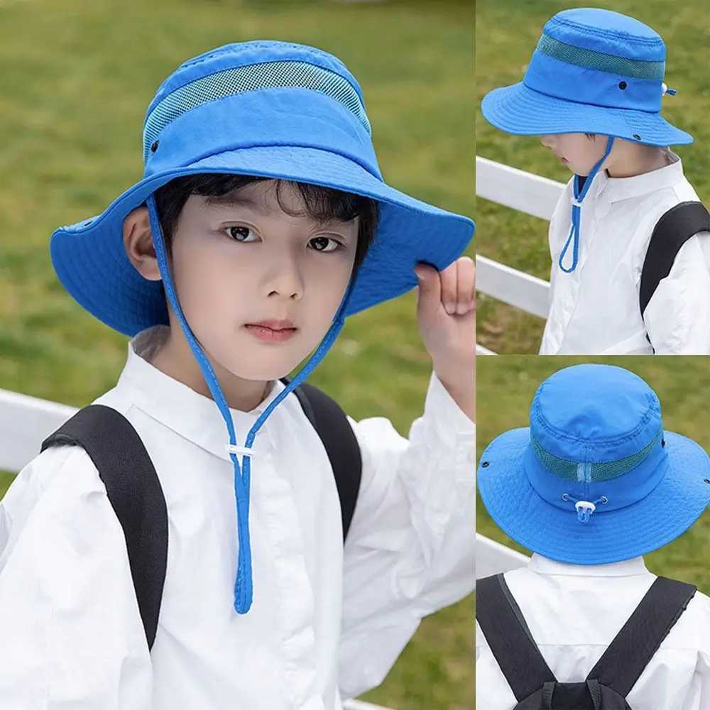 Caps Hats Childrens summer flap hat adjustable width Brim hat boys and girls bucket hat UV protection outdoor beach sun hat H241223