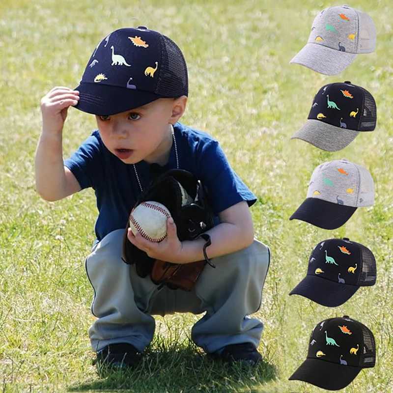 Caps Hats Summer Baby Net Baseball Hat Dinosaur Printed Duck Tongue Hat 1-3 Year Old Boys and Girls Outdoor Children Sun Eye Preschool Net Foot Hat H2