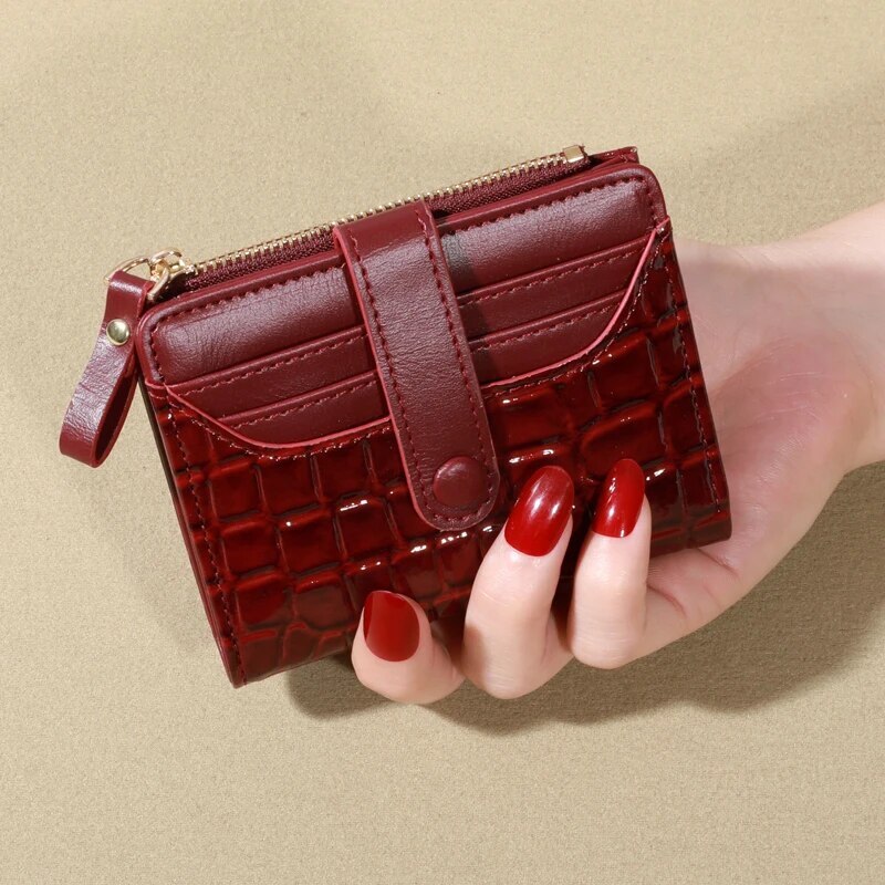 PT028,Mini Crocodile Print Clutch Wallet, Short Credit Holder, Women's Card Case & Coin Purse