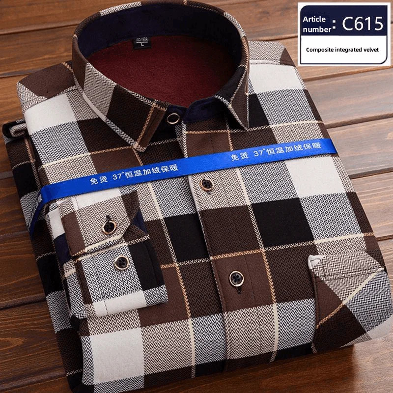 Autumn Winter Casual Mens Fashion Long Sleeve Plaid Shirt Thick Warm Mens Casual High Quality Soft Large Size Shirt L-4XL 241223