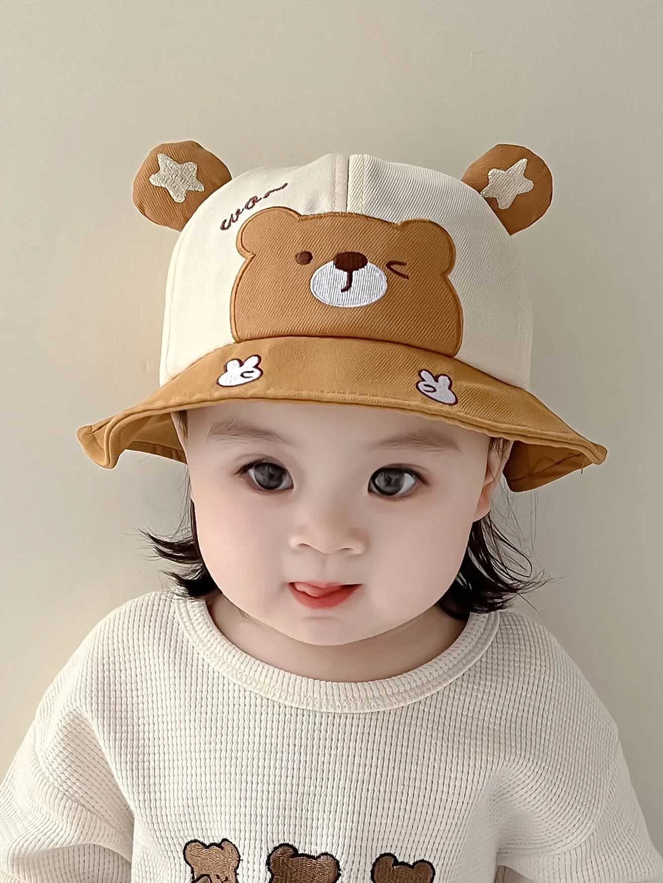 Caps Hats Baby boy sun hat children summer fisherman hat baby girl sun hat cute bear cartoon frog children bucket hat H241223