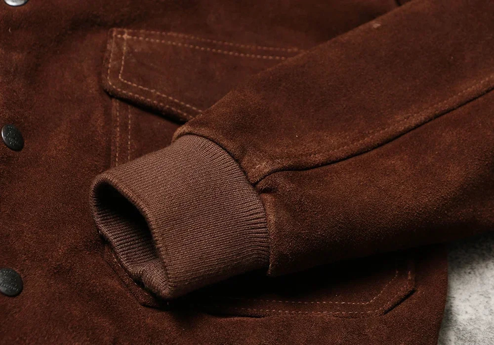 Reversed Suede Leather A1 Leather Jacket American Retro Leather Jacket Autumn and Winter Amikaki Mens Baseball Jacket 241220