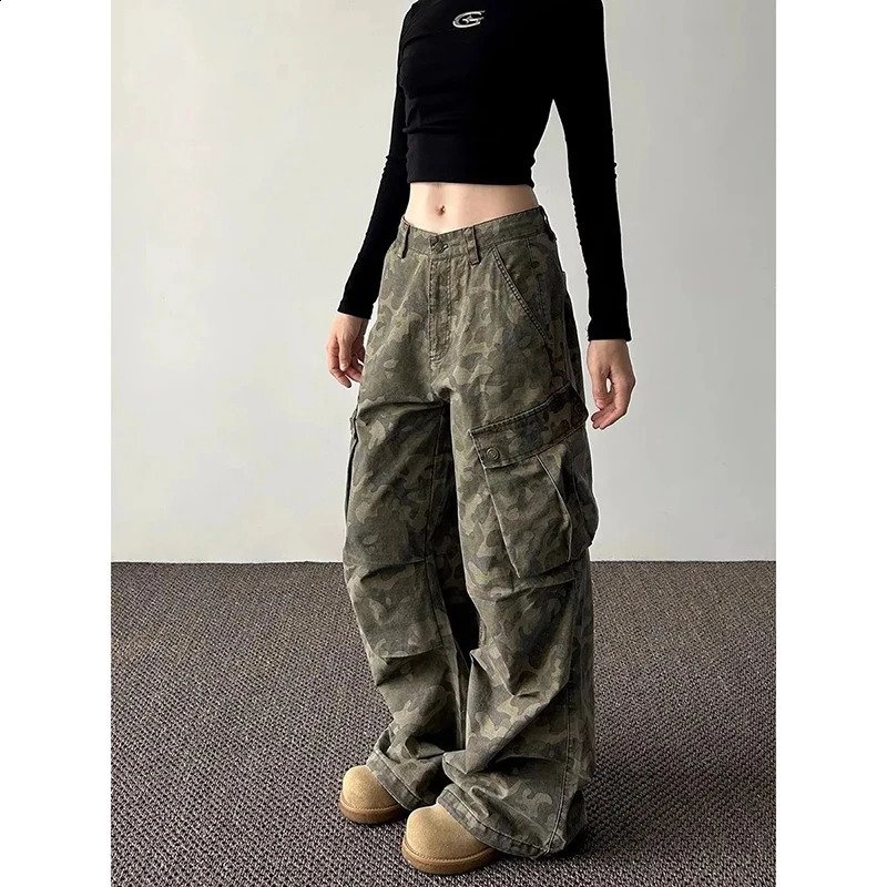 Womens Camouflage Pants Baggy Vintage Harajuku Y2k Sweatpants 90s Aesthetic Oversize Pants Wide Leg Trousers 2000s Clothes 2024 241223
