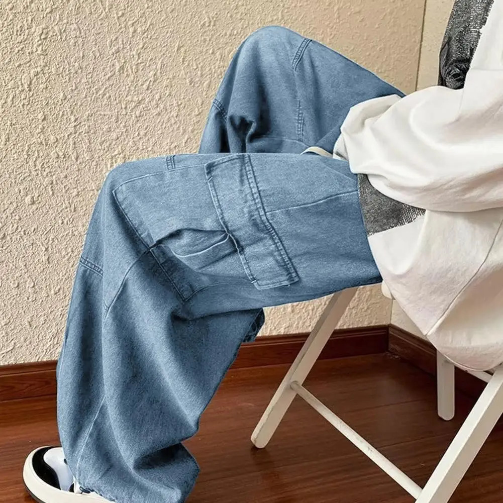 Men Jeans Wide Leg Denim pants Loose Straight Baggy Mens Jeans hip hop Streetwear Skateboard Neutral denim Trousers Cargo jeans 241223
