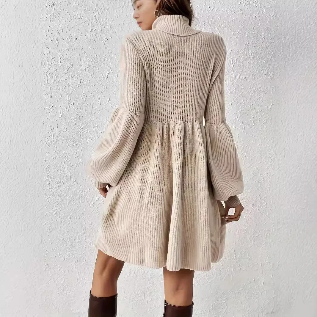 Fashion Casual Simple PoloTurtle Neck Sweater Dress Without Belt Easy To Wear Sleeveless Vest Style Womens Clothing 241218