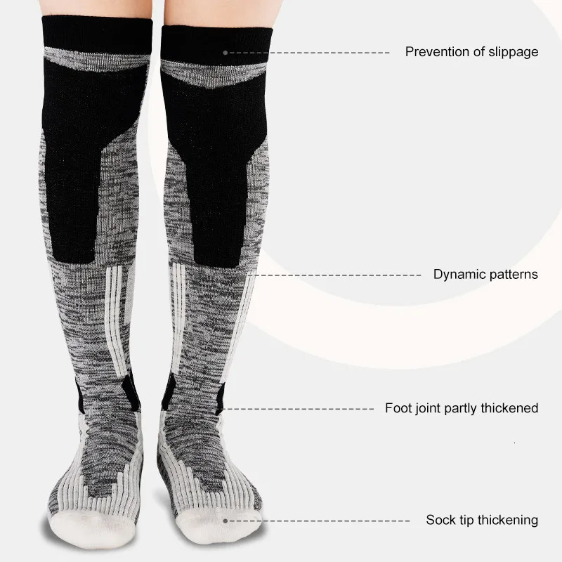 DAY WOLF Merino Wool Skiing Socks High Quality Professional Mens/Womens Outdoor Hiking Socks Thick Wool Hoop Warm Knee High Socks 241219