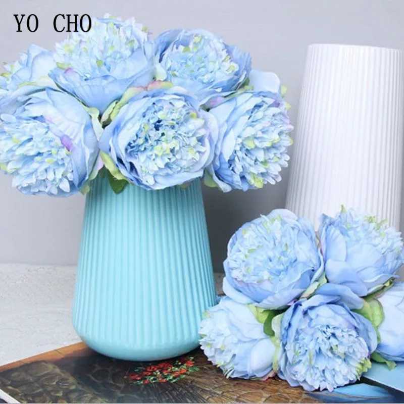 YO is a collection of 5 large peony art silk wedding bouquets decorated with white peonies for home display fake flowers wrapped in hearts peonies pin - view 3