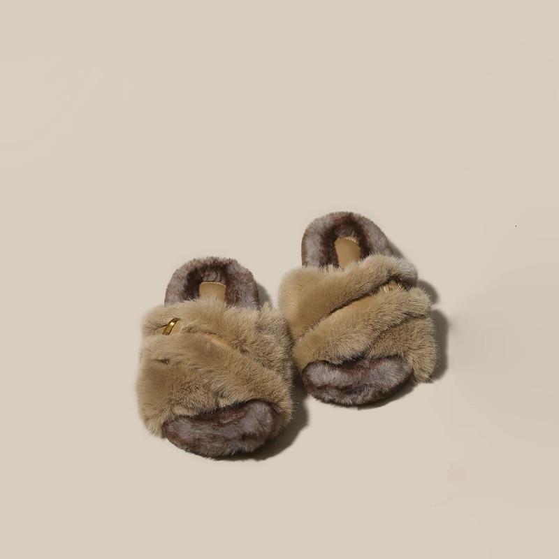 New Autumn 2023 Shoes For Women, Furry Flat Bottom Mink Fur Fairy Wearing Soft Soled Cotton Slippers