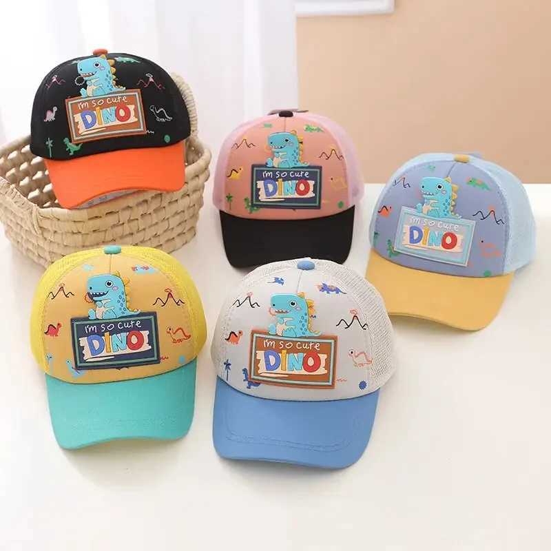 Caps Hats Cute cartoon dinosaur baby hat for boys and girls childrens baseball cap adjustable outdoor sun hat H241223