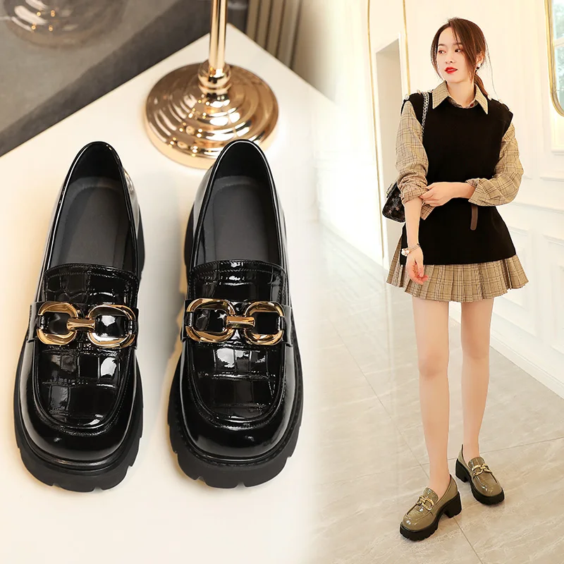 AIYUQI Women Loafers Genuine Leather Autumn Fashion Slip-on Women Heels Daily Round Toe Daily Large Size Women Shoes