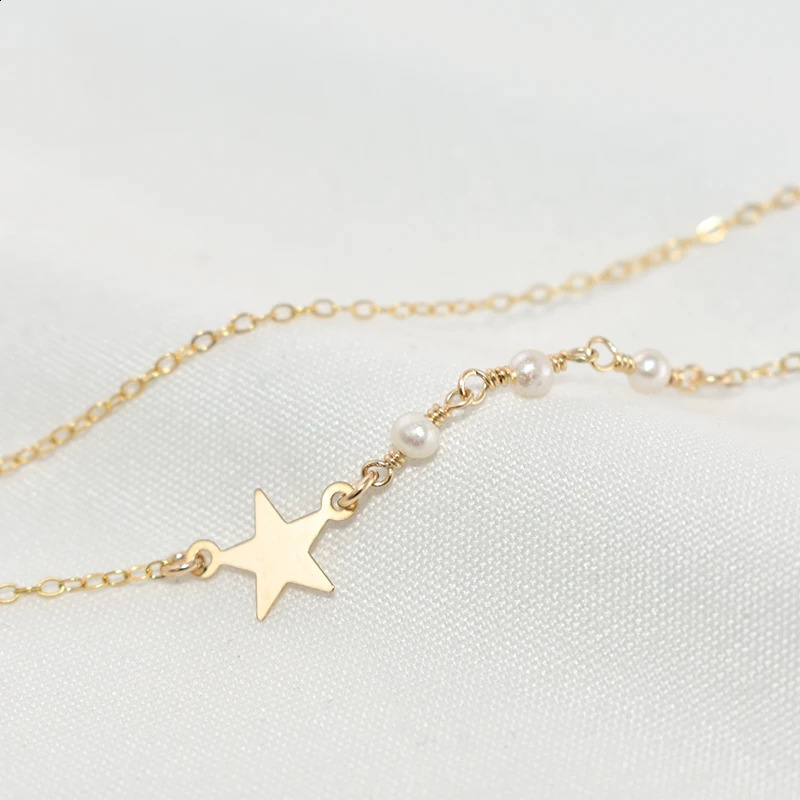 14K Gold Filled Natural Pearl Necklace Choker Handmade Pendants Collier Femme Kolye Boho Jewelry for Women Star Pendant Necklace 241220