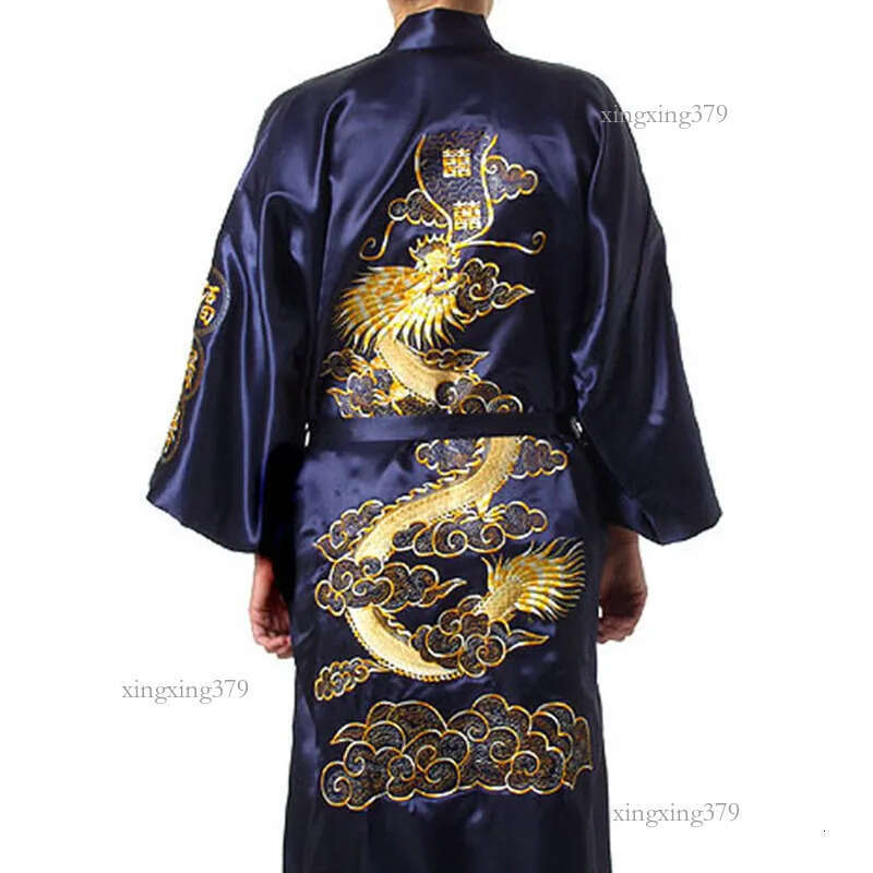 Free Shipping Chinese tradition Mens robe gown sleepwear Bathrobe Nightwear with Dragon Free shipping size S-XXXL S0008