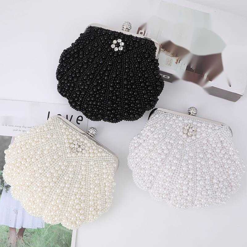 Straight Fashion Elegant Shell Pearl Dinner Bag Clutch Bag Style Foreign Style Large Space Hand Hold Evening Bag 240920