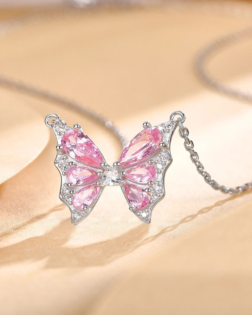 925 Sterling Silver Butterfly 12-Month Birthstone Pendant Graceful Hollow Necklace Jewelry Birthday Heartfelt Gift for Her Women 241220
