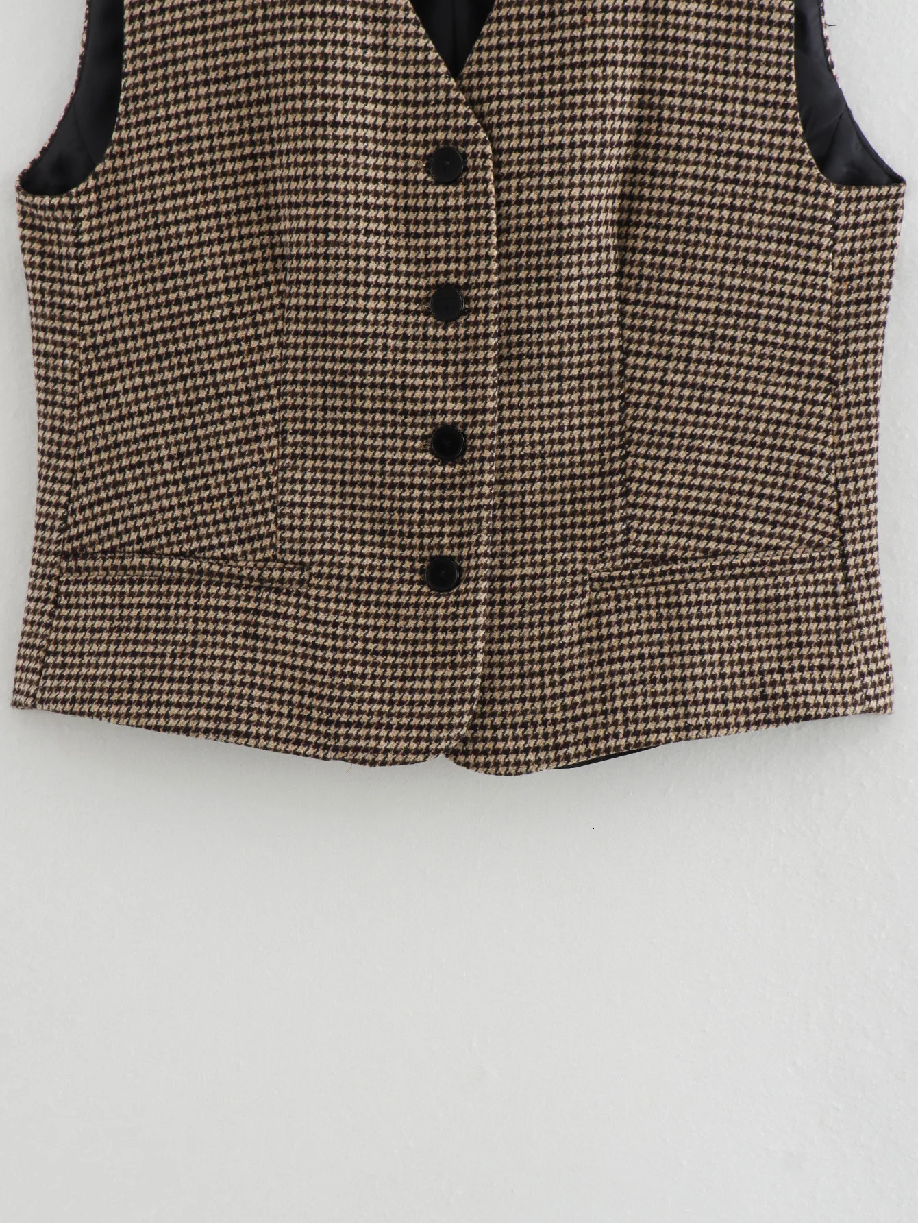 SLTNX Womens Sleeveless Vest for Women 2024 Chic Singlebreasted Houndstooth Female Waistcoat Top Ladies VNeck Vests 241220