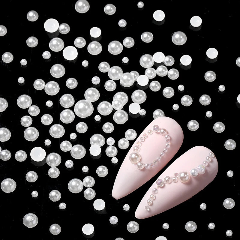 1Bag Acrylic Flower 3D Nail Art Decoration Mixed Size Steel Beads Silver Gem Nail Manicure Tool Accessories For DIY Nail 241223