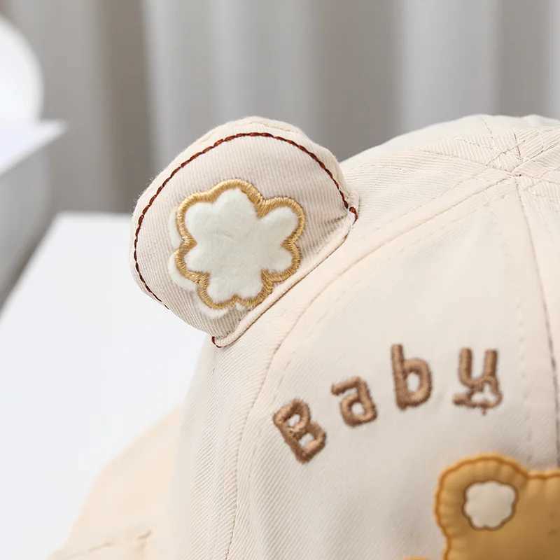 Caps Hats Cute Bear Ear Baby Bucket Hat Cartoon Solid Color Boys and Girls Fishermans Hat Spring and Summer Soft Cotton Childrens Panama Sun Hat H2412