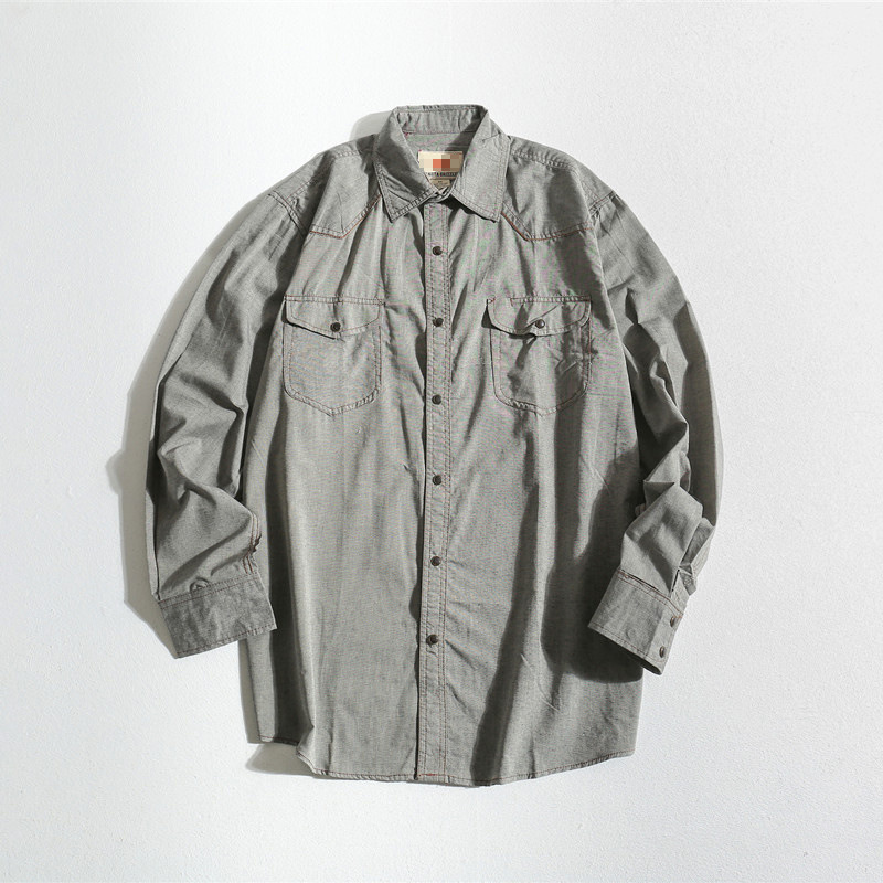 M12221 Washed Cotton Men's Casual Shirt Summer Plus Size Shirt