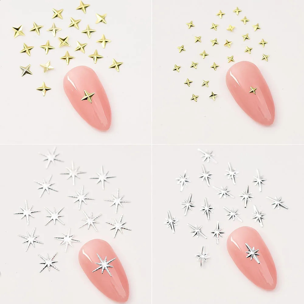 100pcs Random Mix Nail Rivet Studs GoldSilver Stars Light Nail Art Charms Asterism Starlight Accessories Manicure Supplies 241223