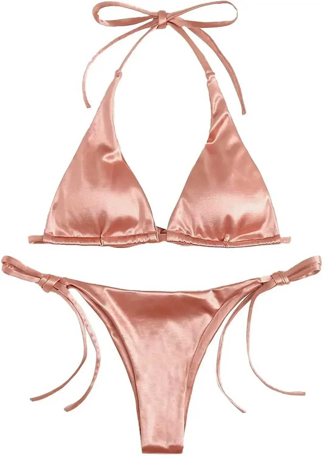 Swimwear Thong Bikini Set Sexy New Gold Swimsuits Woman Sexy Bathing Suits Bikinis Triangle Bandage Female BeachwearXJ241223