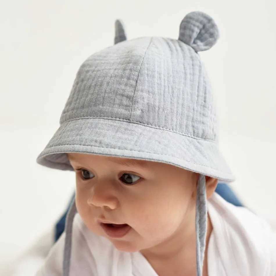 Caps Hats Baby hat baby plain bucket hat childrens bear ear summer beach sun hat boys and girls Easter hat toddlers 3-12 months old H241223