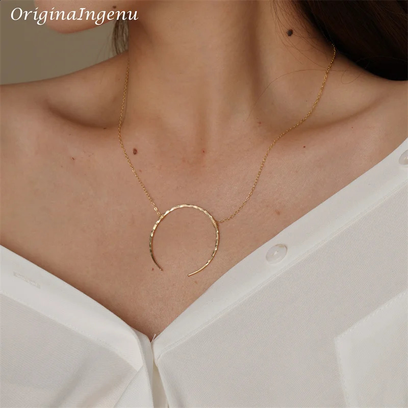 Hammered Gold Moon Necklaces Handmade Jewelry Gold Filled/925 Silver Pendant Vintage Choker Kolye Jewelry Women Boho Necklace 241220
