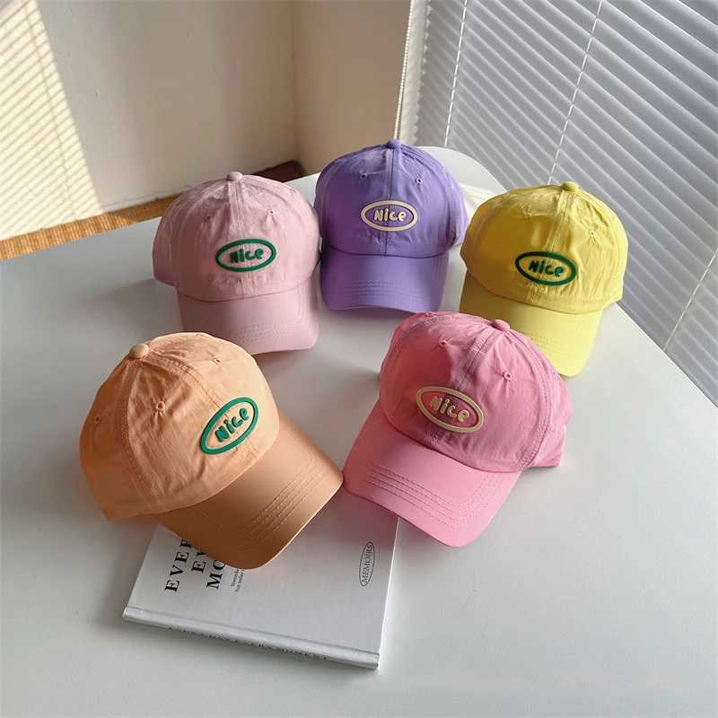 Caps Hats Summer Quick Dry Baseball Cap Korean Childrens Letter Peaked Hat 2-8 Year Old Boys and Girls Candy Colors Duck Tongue Hat Sports Sunshine Su