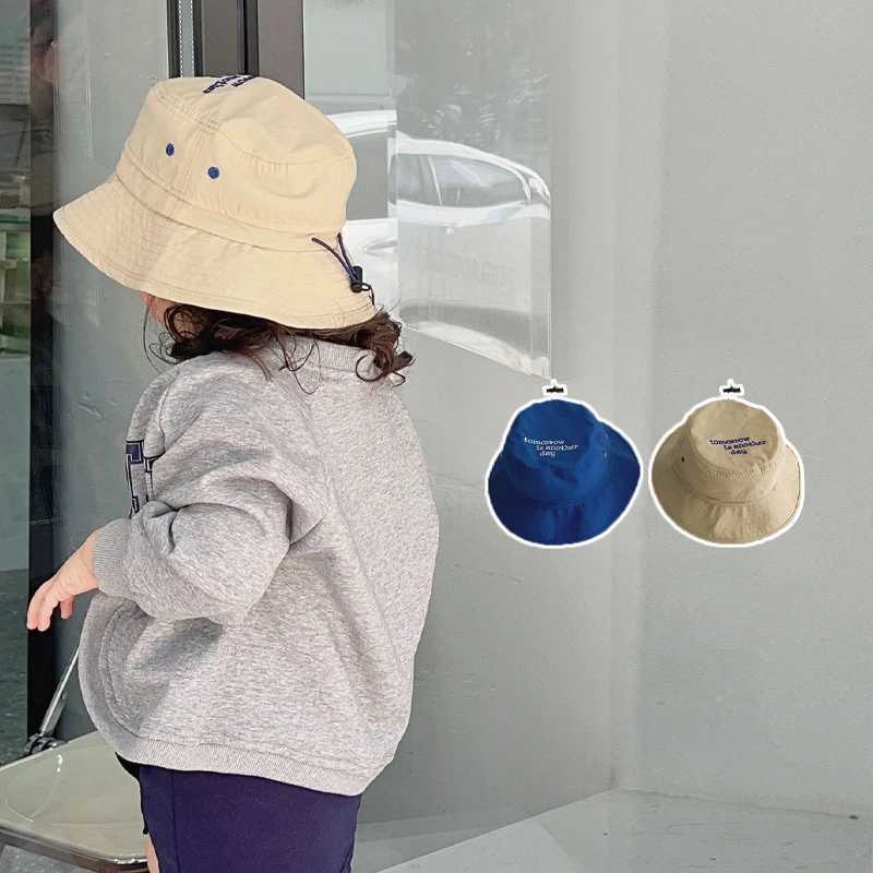 Caps Hats Summer Quick Dry Bucket Hat for Baby Boys Girls Solid Color Letter Kids Fisherman Cap UV Protection Children Panama Sun Hat H241223