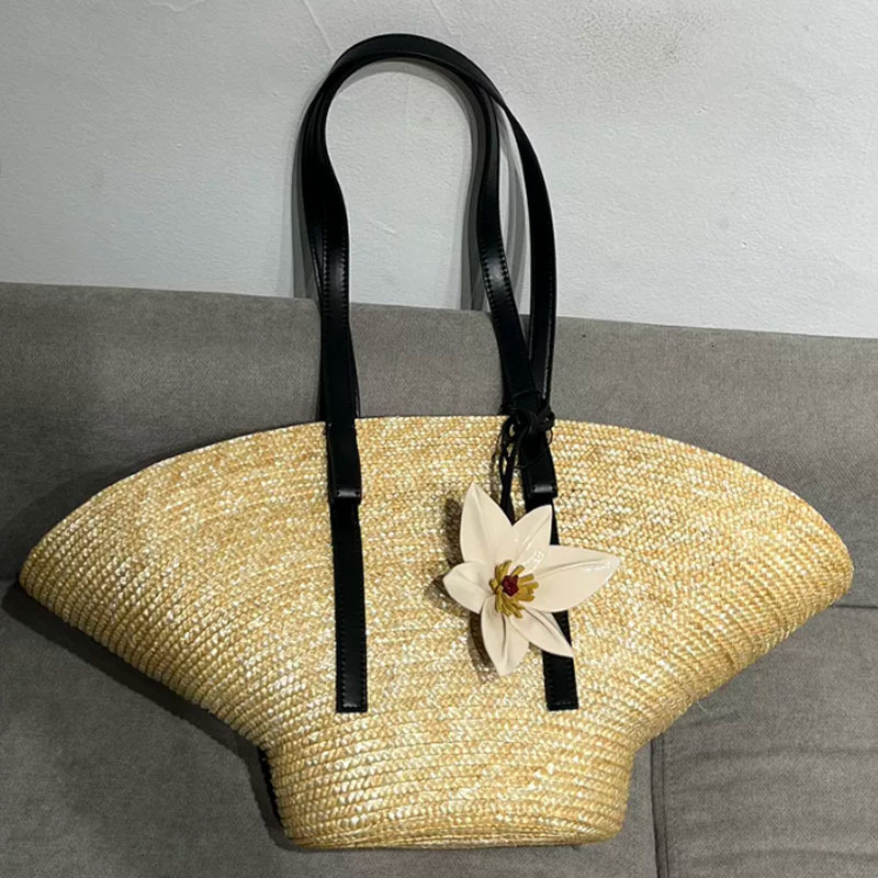 Large Capacity Woven Women 2024 New Summer Leisure Handbag Seaside Vacation Beach Shoulder Bag