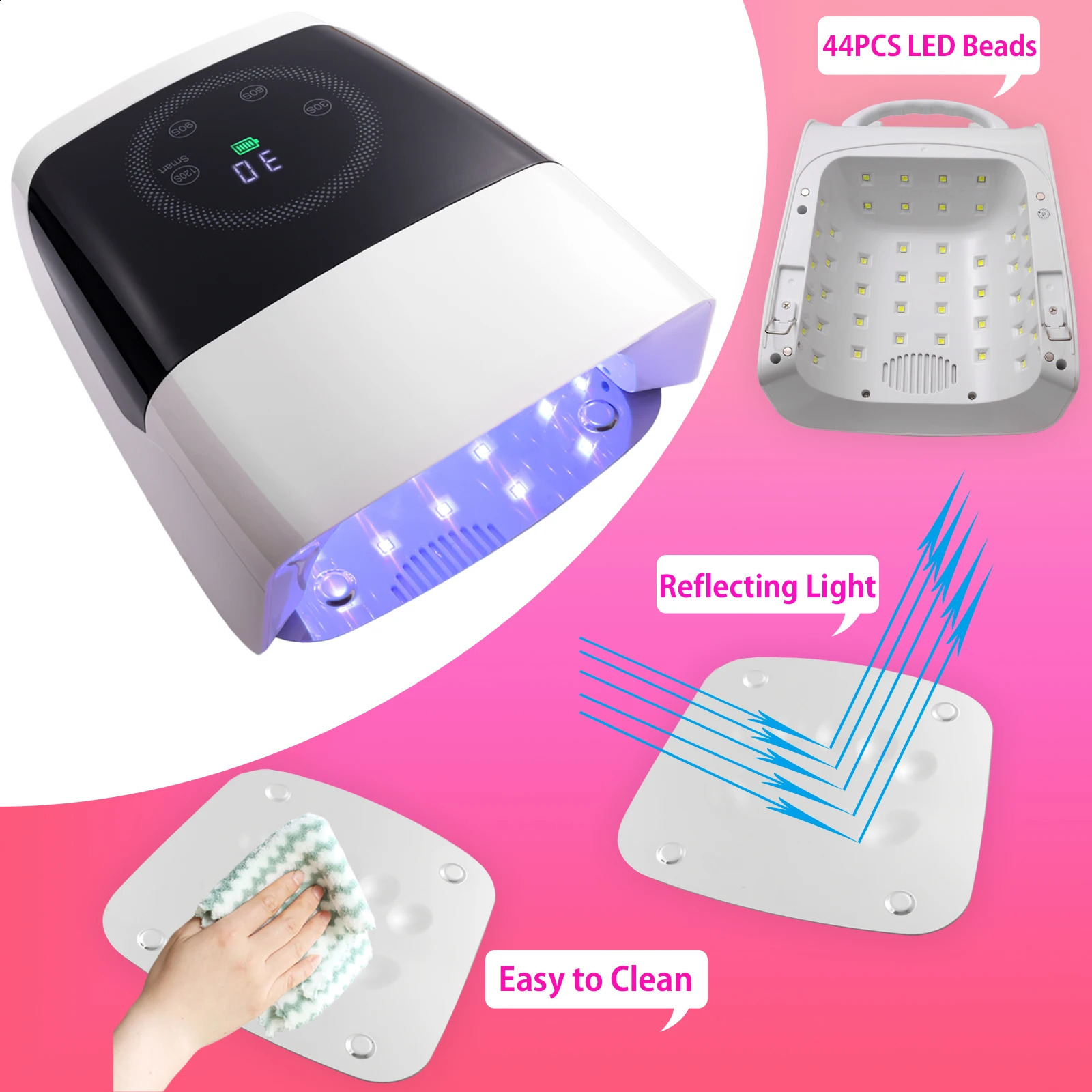 132W Cordless UV Nail Lamp Rechargeable Gel Lamp Professional LED Nail Light Dryer Auto Sensor Fast Curing for Home Salon 241223