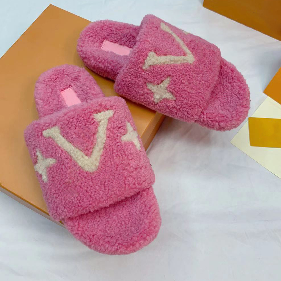 Designer Womens Slippers Paris Ladies Fur Lambs Wool Slides Luxury Winter Warm Letters Sandals Comfortable Fuzzy Flat Home Fluffy Furry Sheet Girl Flip Flop
