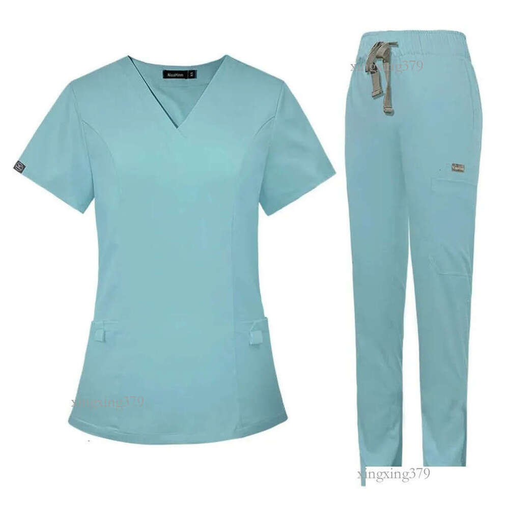 Womens Two Piece Pants Scrubs For Women Uniform Zip Up Figs Set New Arrival Product Non-Ironing Show Thinness Long Versatile Printing Dhfsz