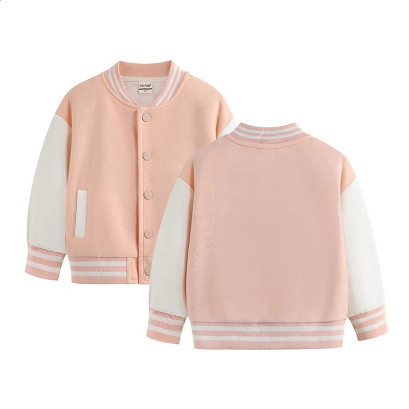 Winter Boys Baseball Uniform Solid Color Girls Coat Children Clothes Casual Loose Long Sleeve Jackets Warm Kids Outer Wear 241223